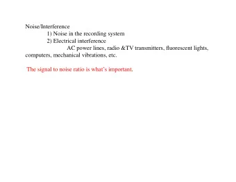 Noise/Interference    1) Noise in the recording system    2) Electrical interference