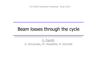 Beam losses through the cycle  G. Papotti,  A. Gorzawski, M. Hostettler, R. Schmidt  outline