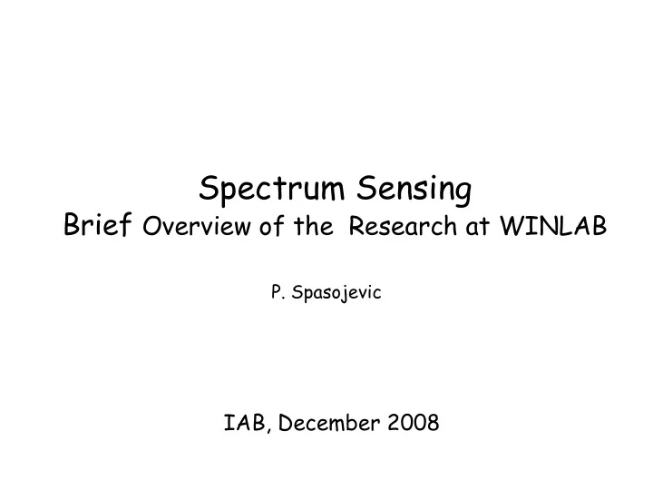 spectrum sensing