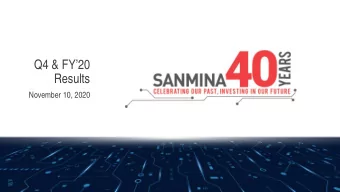 Q4 &amp; FY20  Results  November 10, 2020  Todays Presenters  Jure Sola  Kurt Adzema