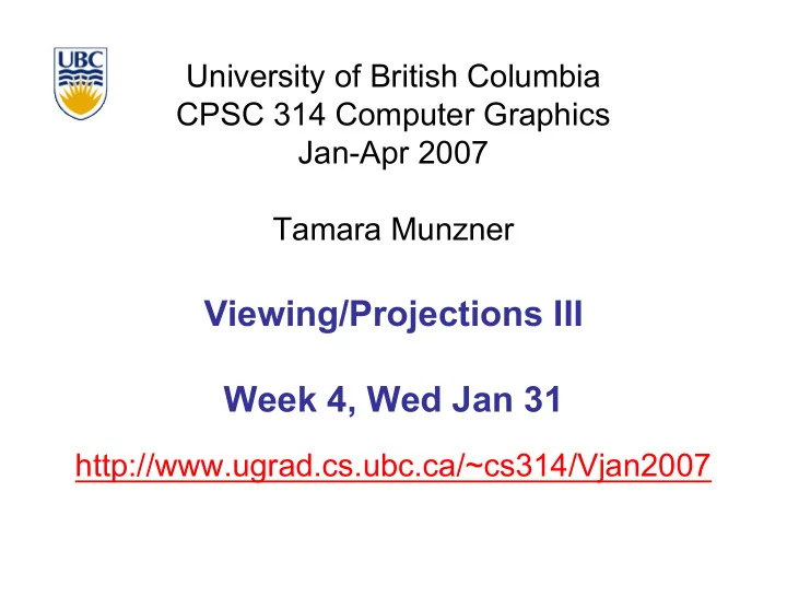 viewing projections iii week 4 wed jan 31