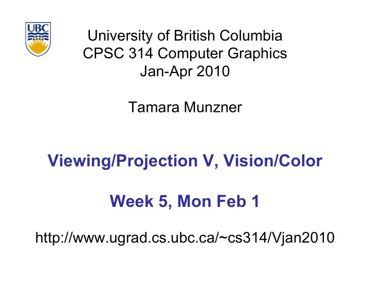 viewing projection v vision color week 5 mon feb 1