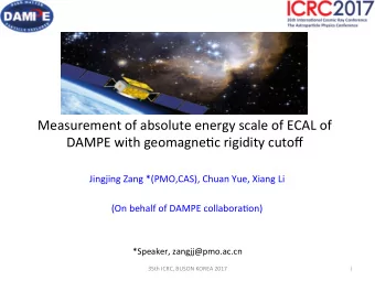 Measurement of absolute energy scale of ECAL of  DAMPE with geomagne;c rigidity cutoff  Jingjing