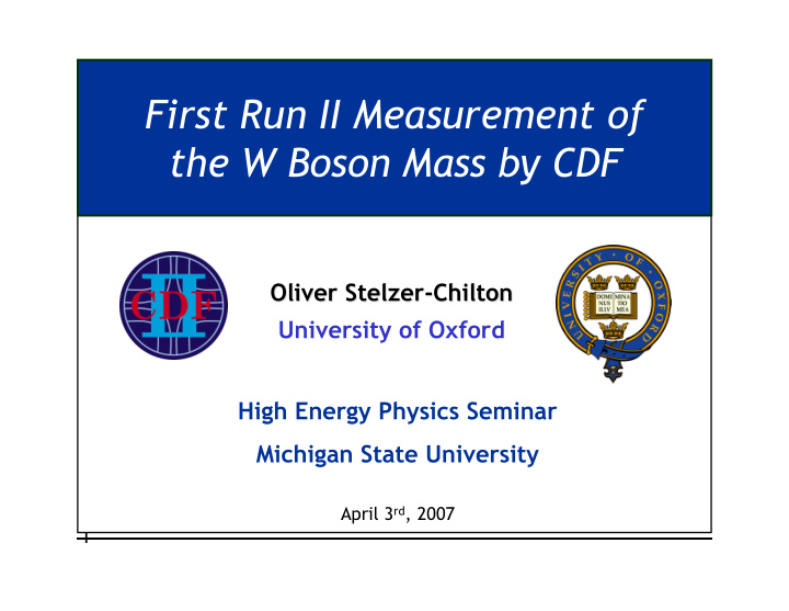 first run ii measurement of the w boson mass by cdf