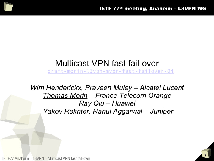 multicast vpn fast fail over