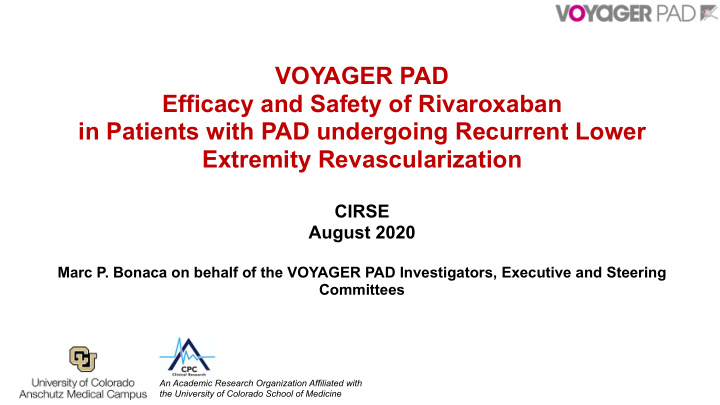 voyager pad efficacy and safety of rivaroxaban in