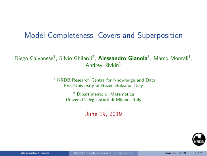 model completeness covers and superposition