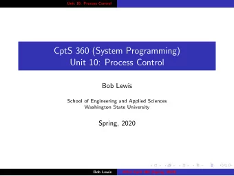 CptS 360 (System Programming)  Unit 10: Process Control  Bob Lewis  School of Engineering and