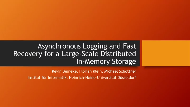 asynchronous logging and fast