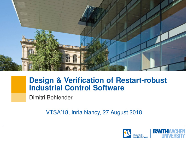 design verification of restart robust industrial control