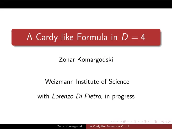 a cardy like formula in d 4