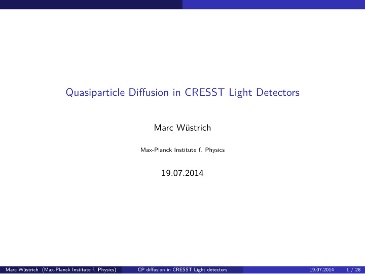 quasiparticle diffusion in cresst light detectors