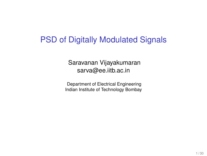psd of digitally modulated signals