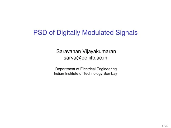 psd of digitally modulated signals