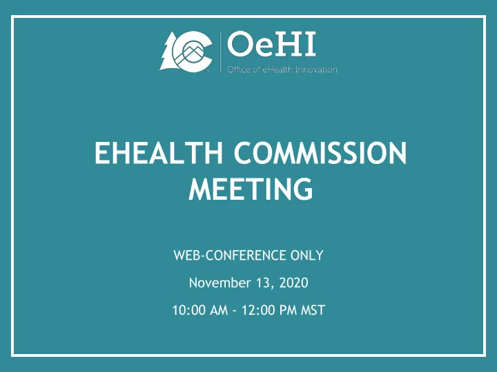 ehealth commission meeting