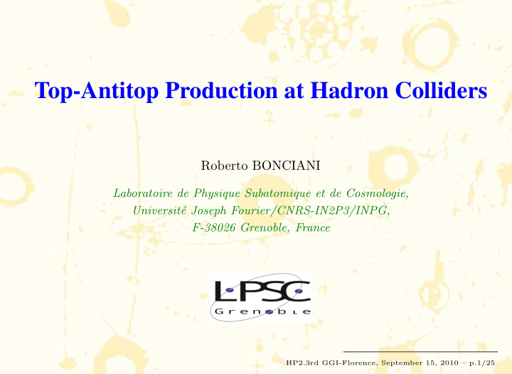 top antitop production at hadron colliders