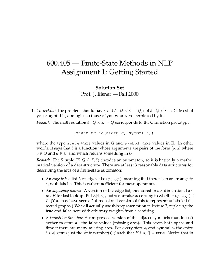 600 405 finite state methods in nlp assignment 1 getting