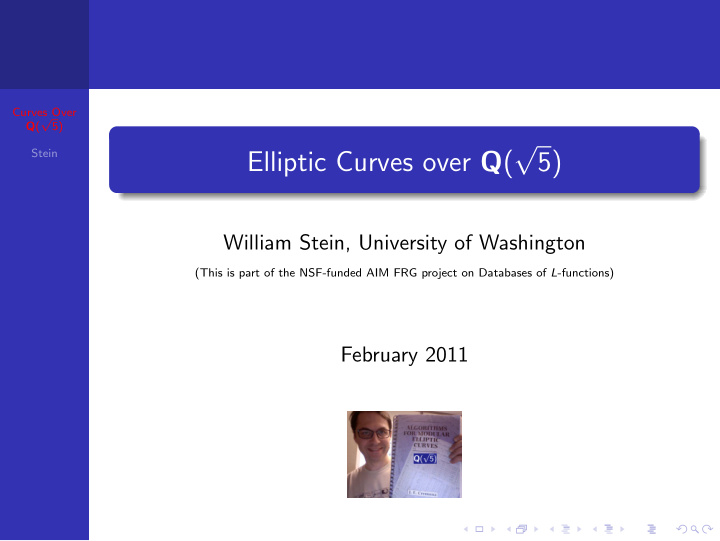 stein elliptic curves over q 5 william stein university