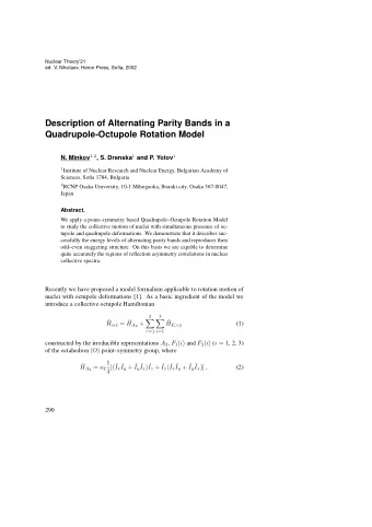 Description of Alternating Parity Bands in a  Quadrupole-Octupole Rotation Model N. Minkov 1 , 2 ,