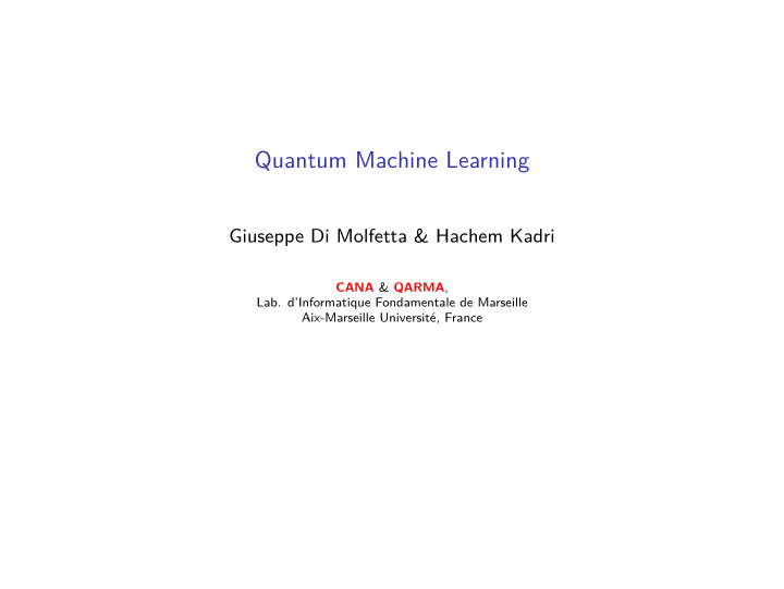quantum machine learning