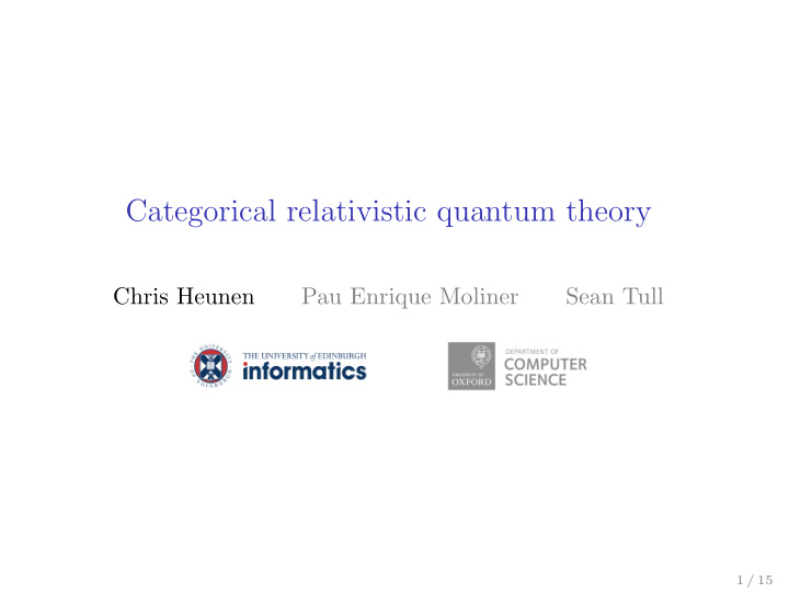 categorical relativistic quantum theory