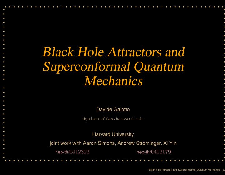 black hole attractors and superconformal quantum mechanics