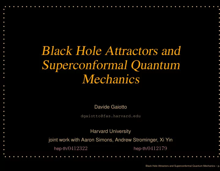 black hole attractors and superconformal quantum mechanics