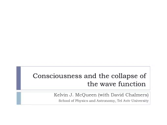 the wave function  Kelvin J. McQueen (with David Chalmers)  School of Physics and Astronomy, Tel