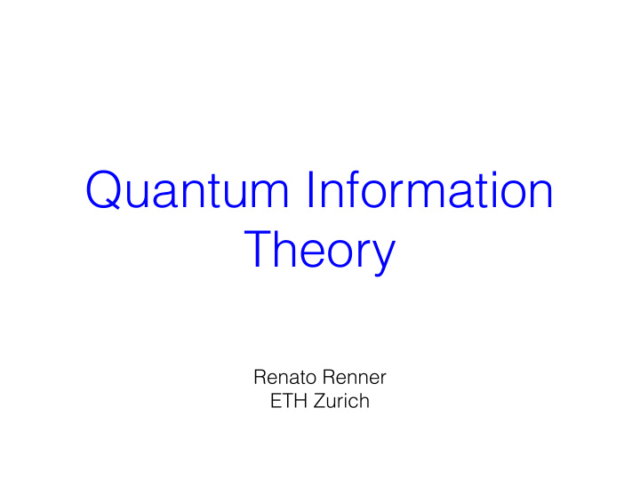 quantum information theory