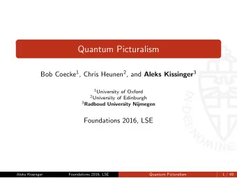 Quantum Picturalism Bob Coecke 1 , Chris Heunen 2 , and Aleks Kissinger 3 1 University of Oxford 2