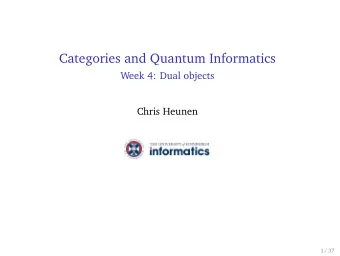 Categories and Quantum Informatics  Week 4: Dual objects  Chris Heunen  1 / 37  Dual objects  Idea: