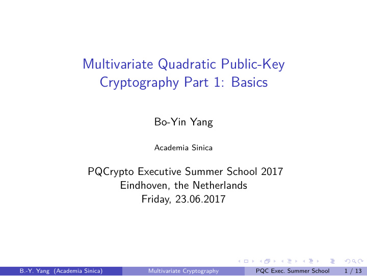 multivariate quadratic public key cryptography part 1