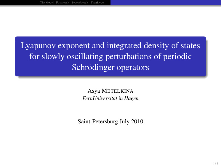 lyapunov exponent and integrated density of states for
