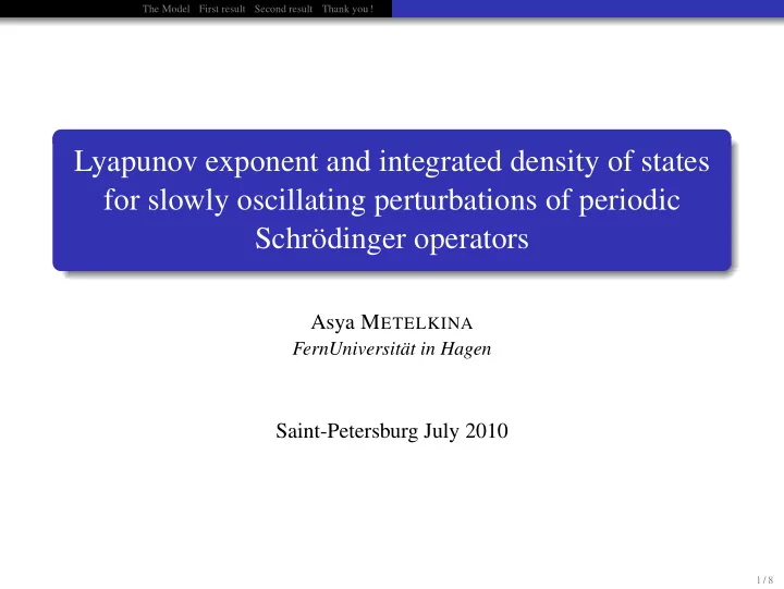 lyapunov exponent and integrated density of states for