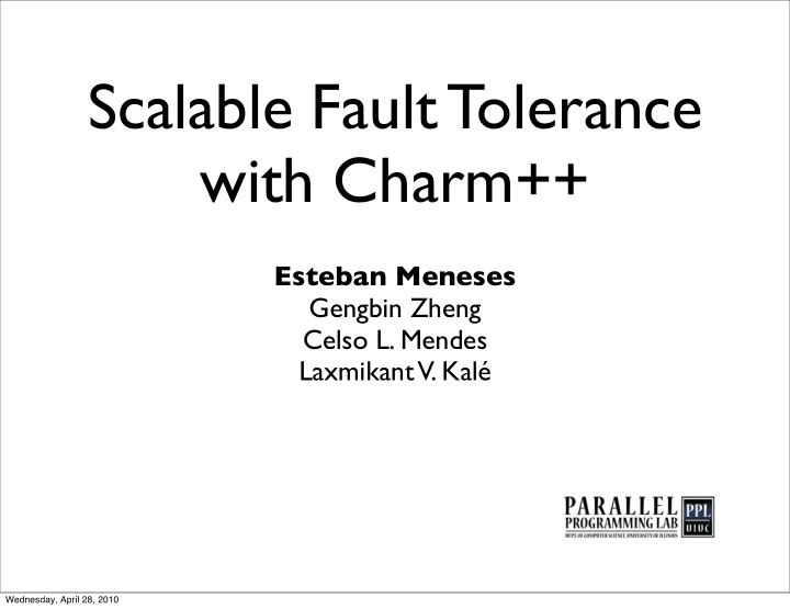 scalable fault tolerance with charm