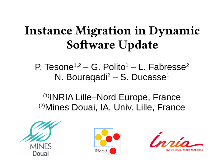 instance migration in dynamic sofuware update