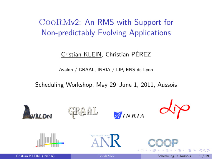 coorm v2 an rms with support for non predictably evolving