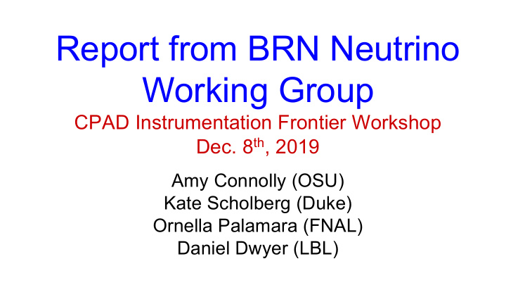 report from brn neutrino working group