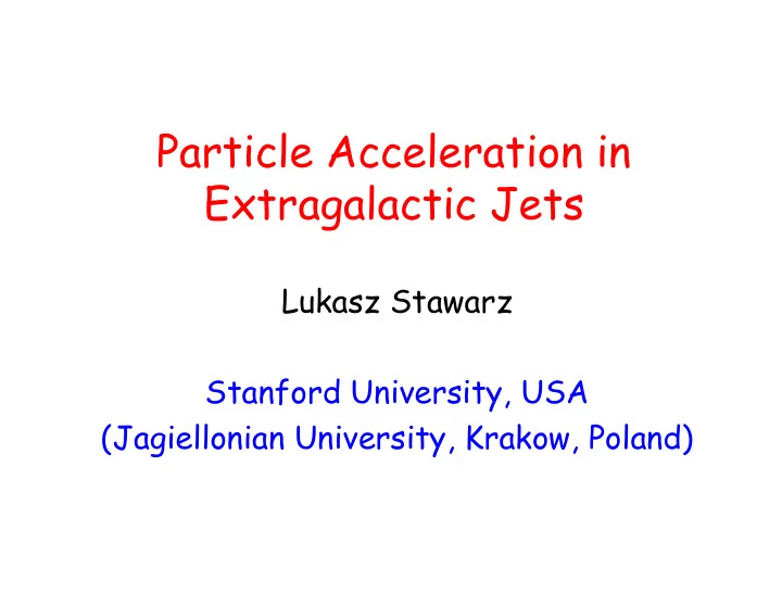 particle acceleration in extragalactic jets