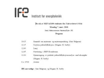 Introduction to neutron scattering for MENA3100  Part 1: - Geir Helgesen  The neutron    Neutron