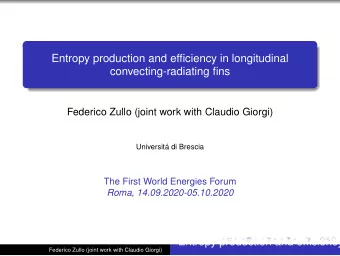 Entropy production and efficiency in longitudinal  convecting-radiating fins  Federico Zullo (joint