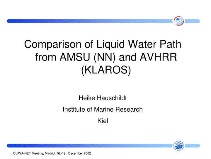 comparison of liquid water path from amsu nn and avhrr