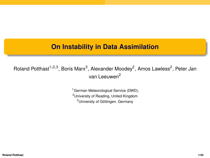 on instability in data assimilation