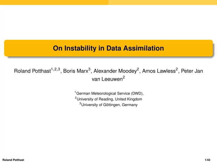 on instability in data assimilation