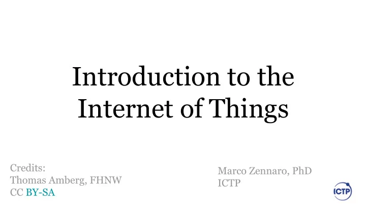 introduction to the internet of things