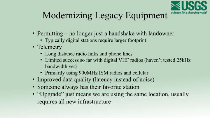 modernizing legacy equipment