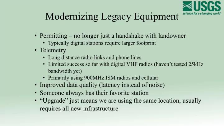 modernizing legacy equipment