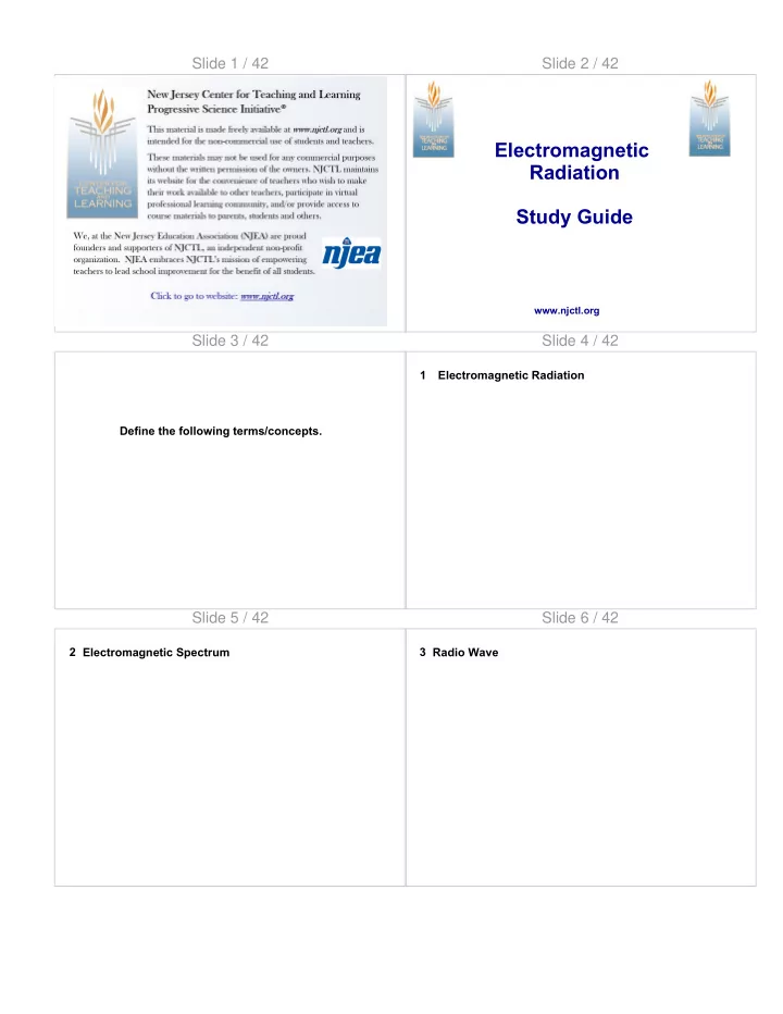 electromagnetic radiation study guide