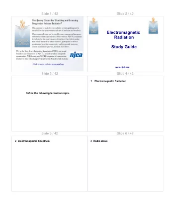 Electromagnetic  Radiation  Study Guide  www.njctl.org  Slide 3 / 42  Slide 4 / 42  1