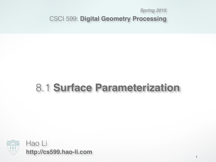 8 1 surface parameterization